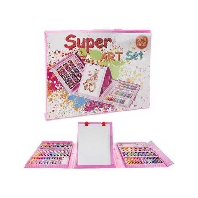 Set pentru pictura 208 piese cu geanta inclusa Ikonka IK17682 BBJIK17682_Roz