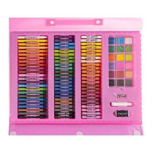 Set pentru pictura 208 piese cu geanta inclusa Ikonka IK17682 BBJIK17682_Roz