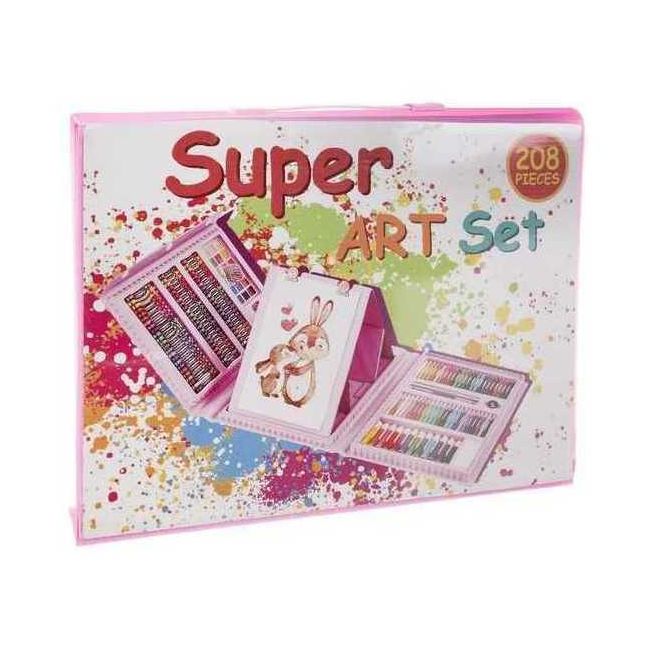 Set pentru pictura 208 piese cu geanta inclusa Ikonka IK17682 BBJIK17682_Roz