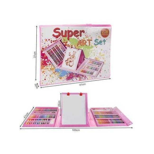 Set pentru pictura 208 piese cu geanta inclusa Ikonka IK17682 BBJIK17682_Roz