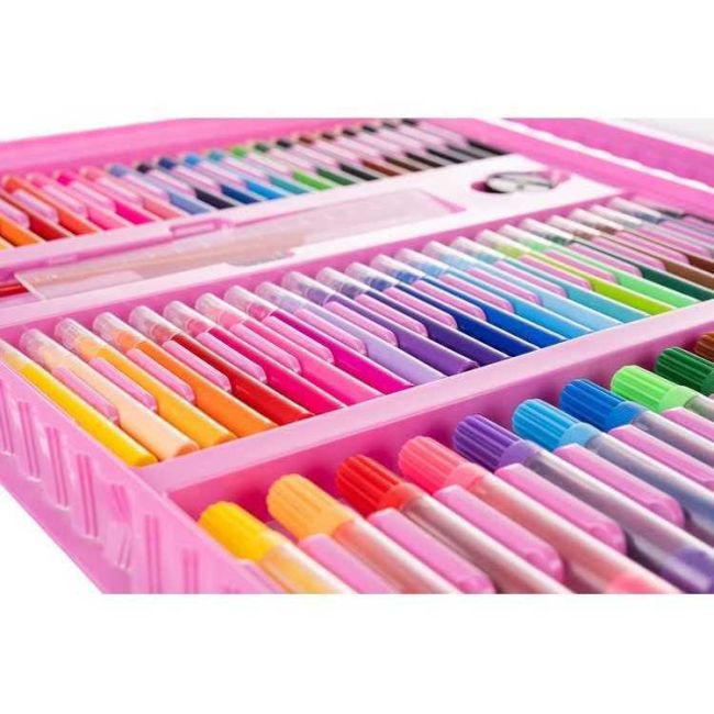Set pentru pictura 208 piese cu geanta inclusa Ikonka IK17682 BBJIK17682_Roz