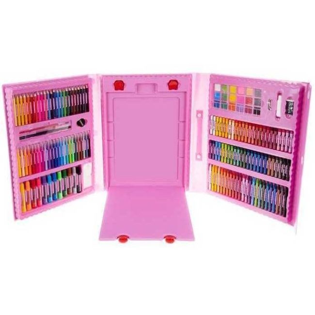 Set pentru pictura 208 piese cu geanta inclusa Ikonka IK17682 BBJIK17682_Roz
