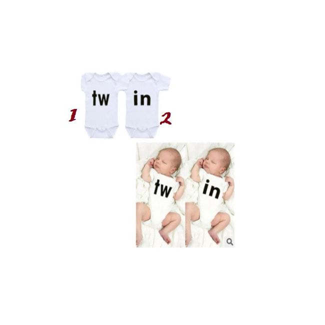 Body alb pentru gemeni - Twin ADHY1356
