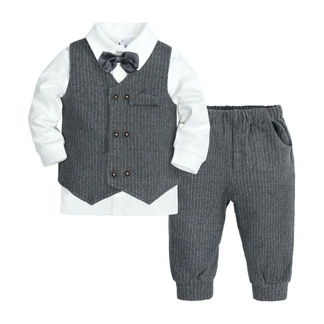 Costum elegant cu bluzita, vestuta si papion ADDTZ9505-2-DE2.12-18 luni