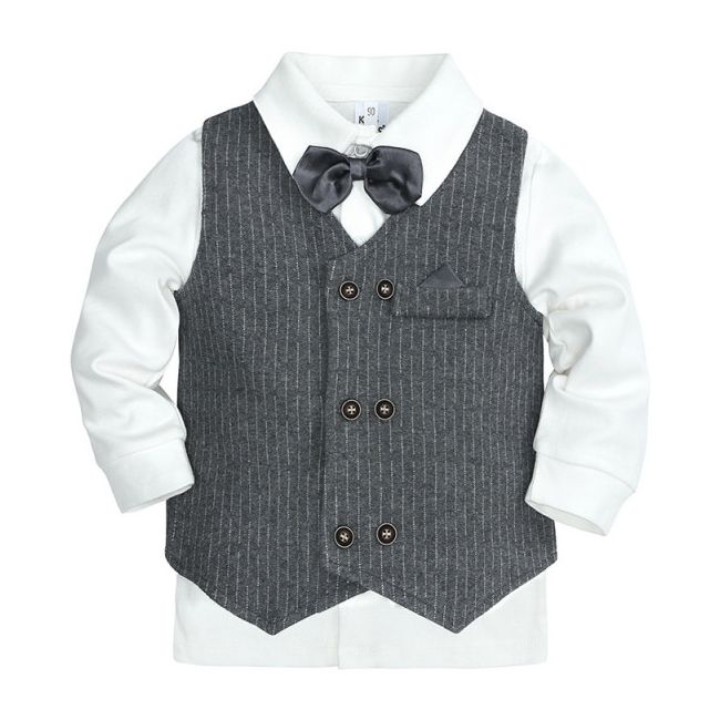 Costum elegant cu bluzita, vestuta si papion ADDTZ9505-2-DE2.12-18 luni