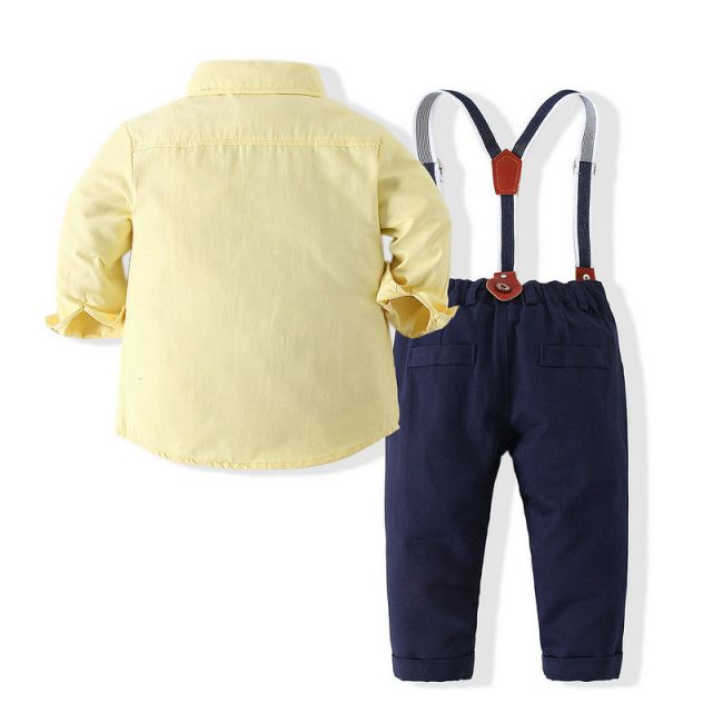 Costum pentru baietei cu papion si camasuta galbena ADtzb0496-1-DE2