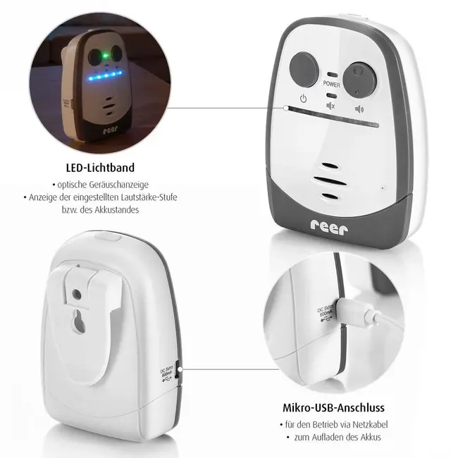 Monitor audio digital pentru bebelusi Cosmo, lumina de veghe, functie VOX, interfon, distanta 600 m, Reer 50150