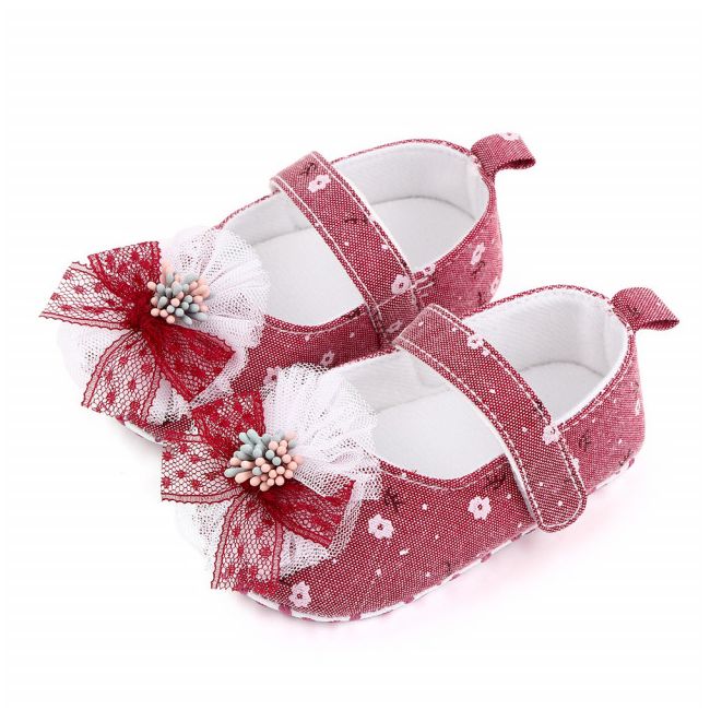 Pantofiori corai cu floricica si fundita LID2522-1-sa30