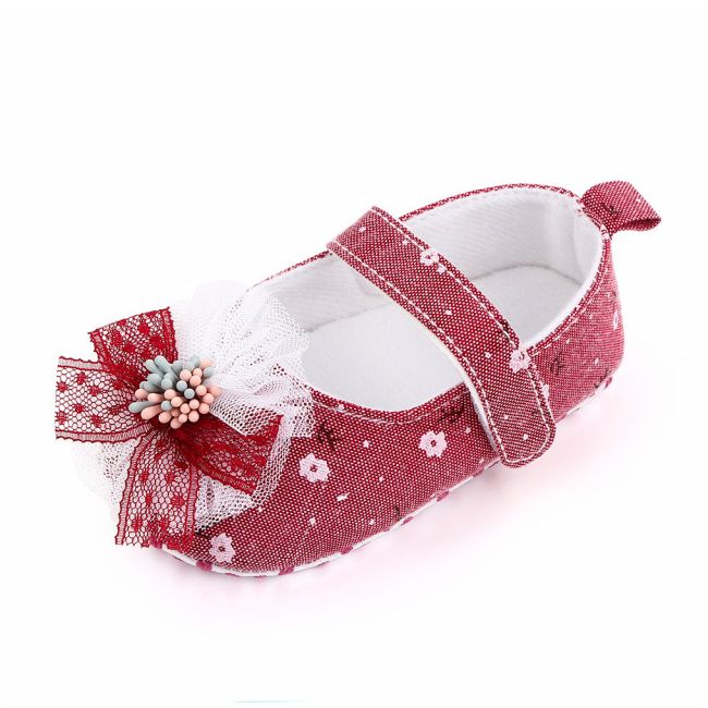 Pantofiori corai cu floricica si fundita LID2522-1-sa30