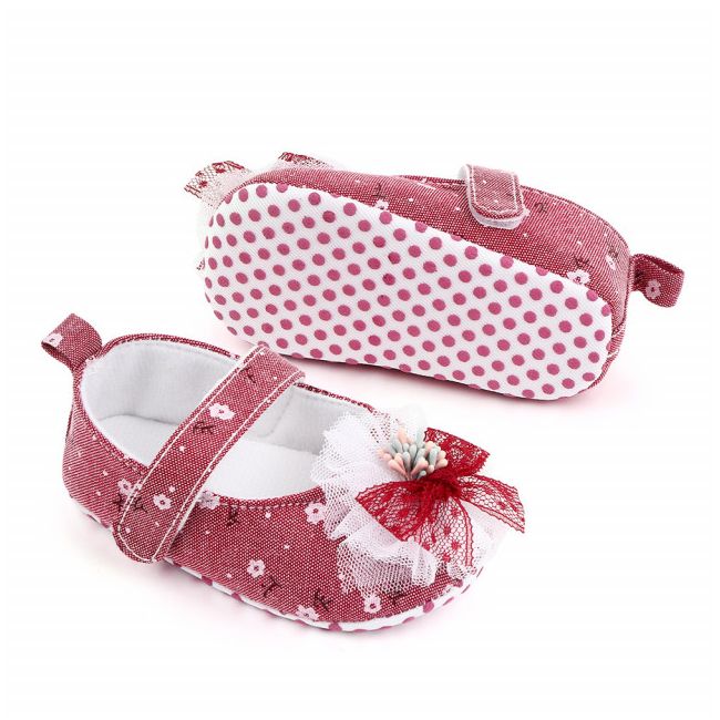 Pantofiori corai cu floricica si fundita LID2522-1-sa30
