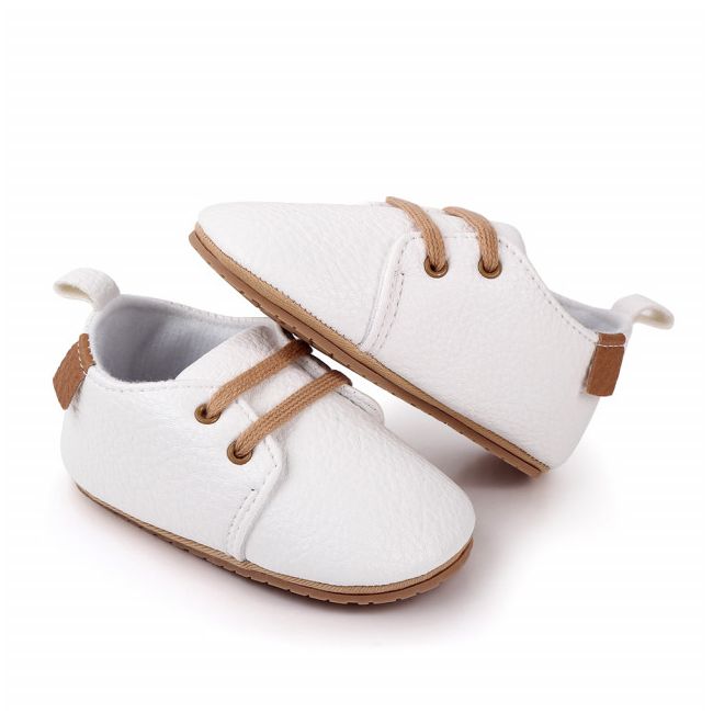 Pantofiori eleganti albi cu sireturi MBd2548-6-sa24.3-6 luni (Marimea 18 incaltaminte)