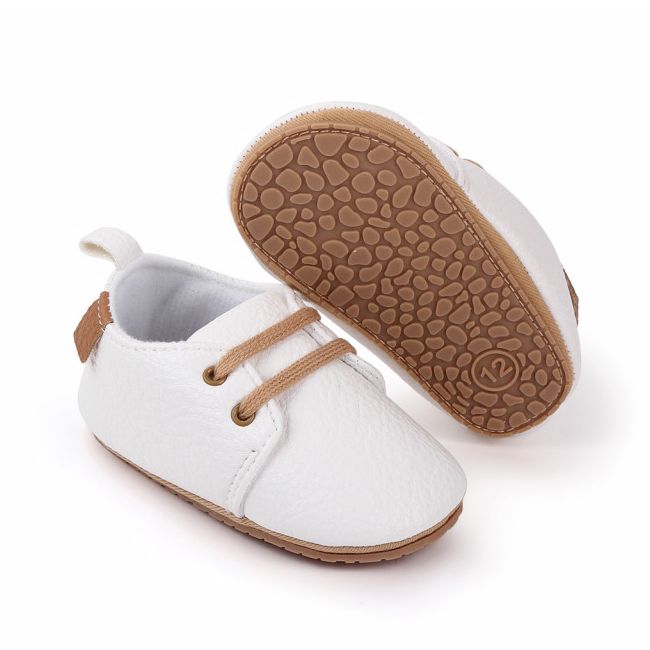 Pantofiori eleganti albi cu sireturi MBd2548-6-sa24.6-9 luni (Marimea 19 incaltaminte)