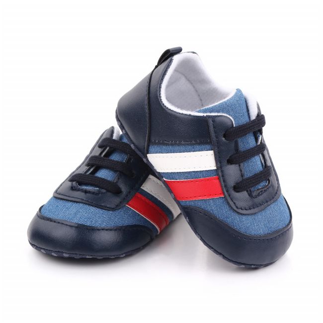Tenisi denim cu insertii albe, rosii si bleumarine ADD2566-1-sa28