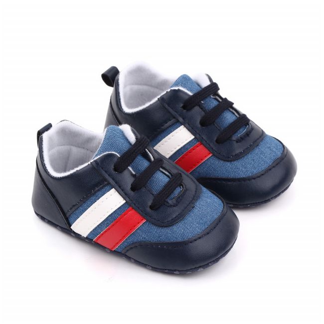 Tenisi denim cu insertii albe, rosii si bleumarine ADD2566-1-sa28