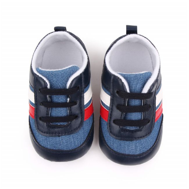 Tenisi denim cu insertii albe, rosii si bleumarine ADD2566-1-sa28