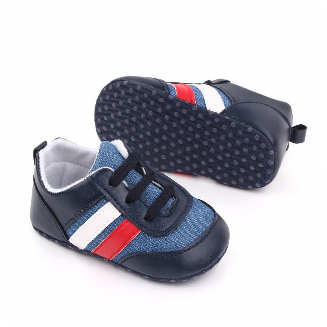 Tenisi denim cu insertii albe, rosii si bleumarine ADD2566-1-sa28
