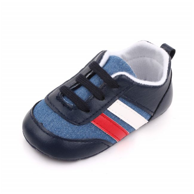 Tenisi denim cu insertii albe, rosii si bleumarine ADD2566-1-sa28