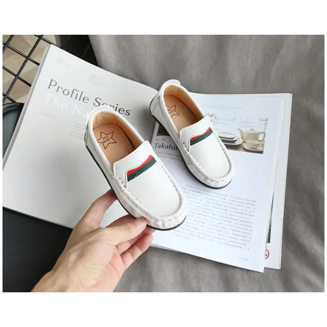 Pantofi eleganti albi tip mocasini pentru baietei LIv358-1-SA48