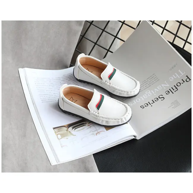 Pantofi eleganti albi tip mocasini pentru baietei LIv358-1-SA48