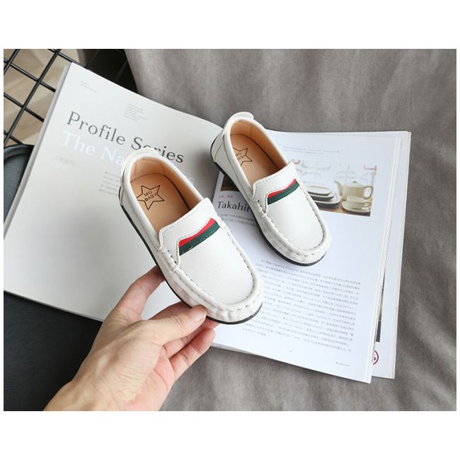 Pantofi eleganti albi tip mocasini pentru baietei LIv358-1-SA48