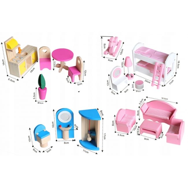 Casuta de papusi din lemn cu 3 etaje, lift si lampa led ricokids rc-829 edeedi7829
