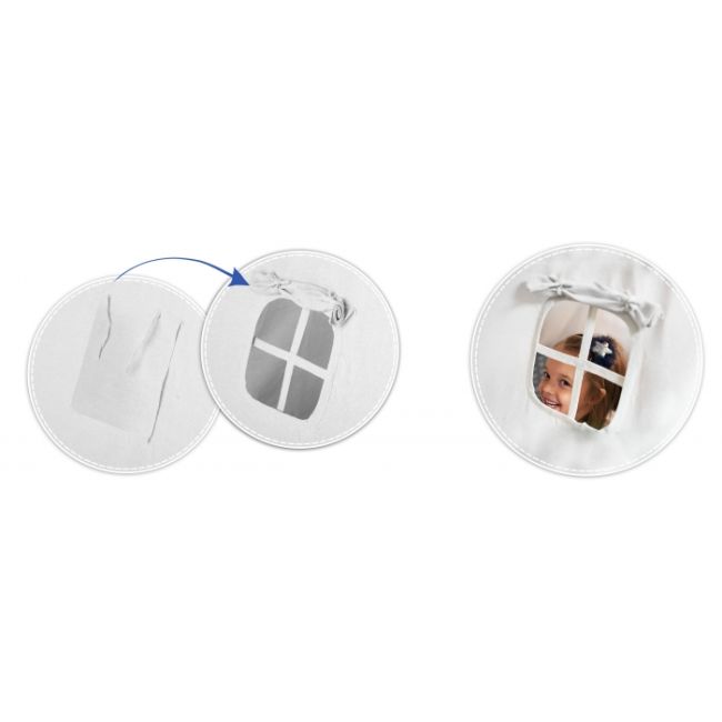 Cort de joaca pentru copii cu ghirlanda, 3 pernite si lampa led luna, ricokids 740404, 120 x 120 x 165 cm - bleumarin edeedi740404