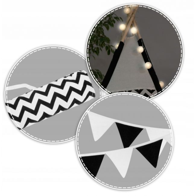 Cort de joaca pentru copii cu ghirlanda,lumini si 2 pernite ricokids 740005, 120 x 120 x 165 cm - panda edeedi740005
