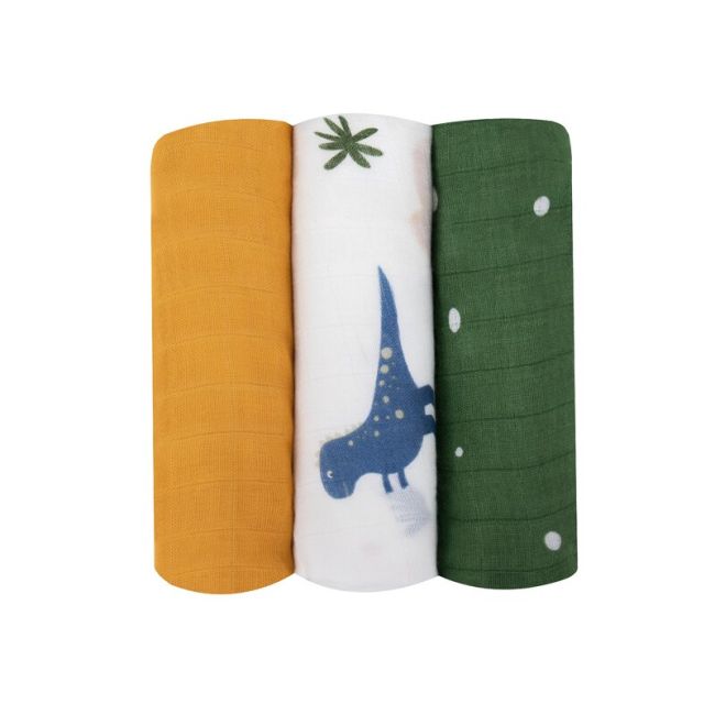 Lionelo - Set 3 scutece multifunctionale Dino, Din Bambus, 70x70 cm, Multicolor BYNLO-DINO_BAMBOO_BOX_MULTICOLOR