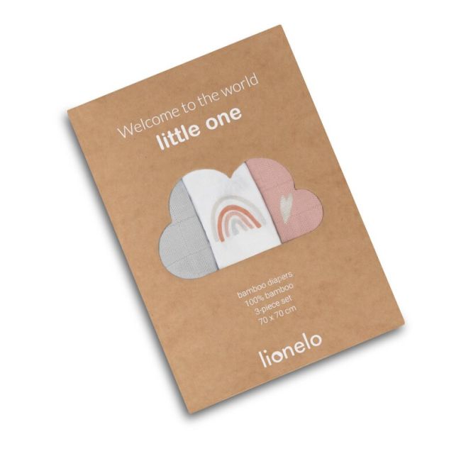 Lionelo - Set 3 scutece multifunctionale Rainbow, Din Bambus, 70x70 cm, Multicolor BYNLO-RAINBOW-BAMBOO_BOX_MULTICOLOR