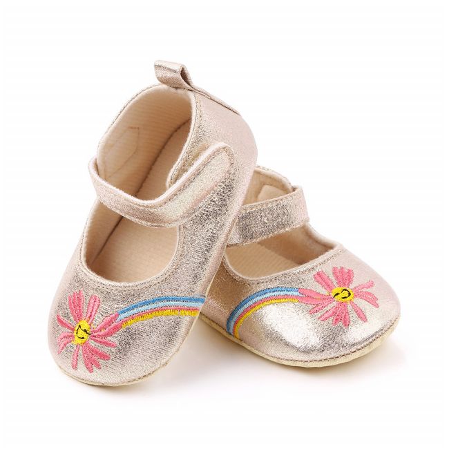 Pantofiori aurii cu floricica brodata ADd2446-1-sa24