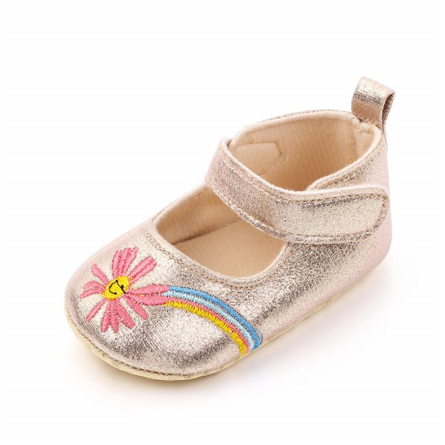 Pantofiori aurii cu floricica brodata ADd2446-1-sa24