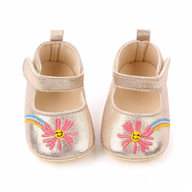 Pantofiori aurii cu floricica brodata ADd2446-1-sa24