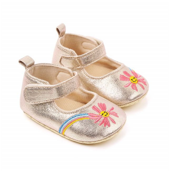 Pantofiori aurii cu floricica brodata ADd2446-1-sa24
