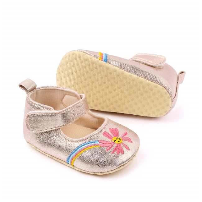 Pantofiori aurii cu floricica brodata ADd2446-1-sa24