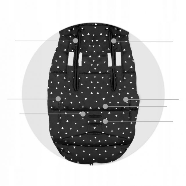 Sac de dormit 95 x 48 cm ricokids elmi 720007 - negru cu triunghiuri albe edeedi720007