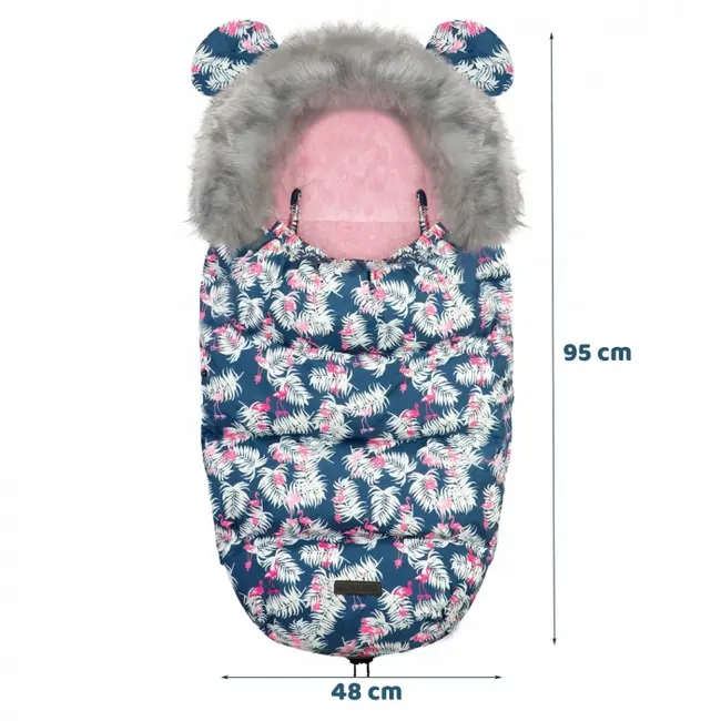 Sac de dormit 95 x 48 cm ricokids elmi 720012 - bleumarin cu flamingo edeedi720012