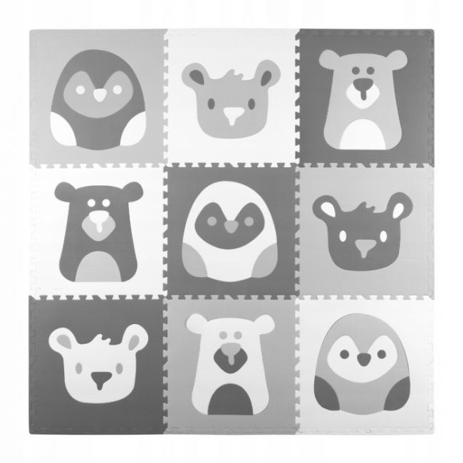 Salteluta de joaca 180 x 180 cm ricokids 7503 - gri cu animalute edeedi7503