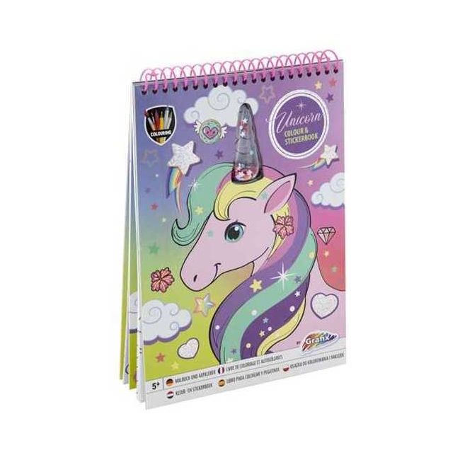 Carte de colorat A4 Unicorn cu stickere Grafix GR150052 BBJGR150052_Initiala