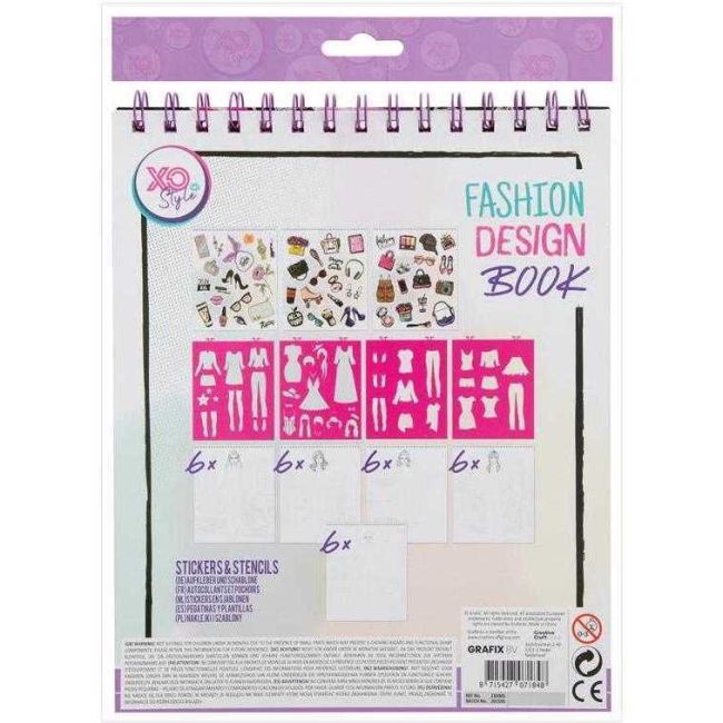 Carte de colorat Fashion Design Book cu stickere si sabloane incluse Grafix GR230005 BBJGR230005_Initiala