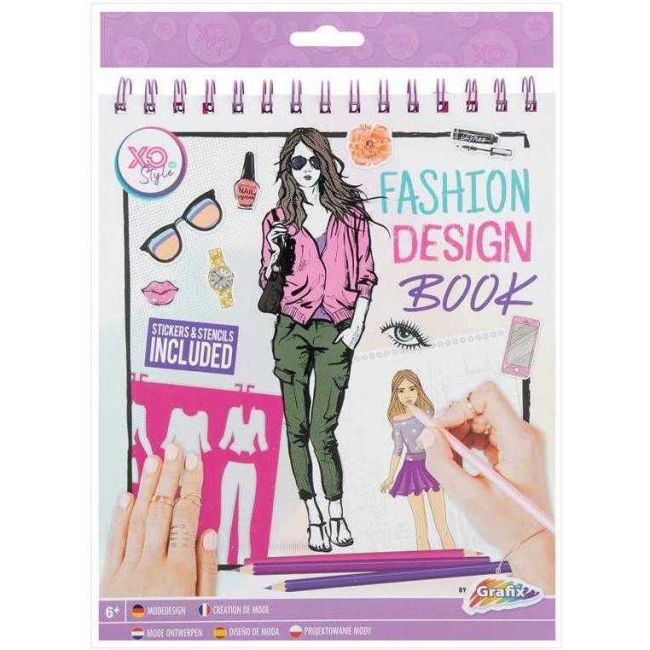 Carte de colorat Fashion Design Book cu stickere si sabloane incluse Grafix GR230005 BBJGR230005_Initiala