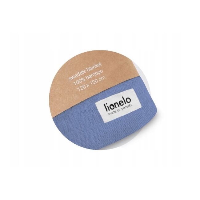 Lionelo - Paturica multifunctionala de infasat, Din bambus, 120x120 cm, Albastru BYNLO-BAMBOO_SWADDLE_BLUE_DENIM