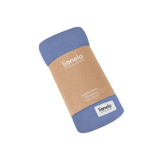 Lionelo - Paturica multifunctionala de infasat, Din bambus, 120x120 cm, Albastru BYNLO-BAMBOO_SWADDLE_BLUE_DENIM