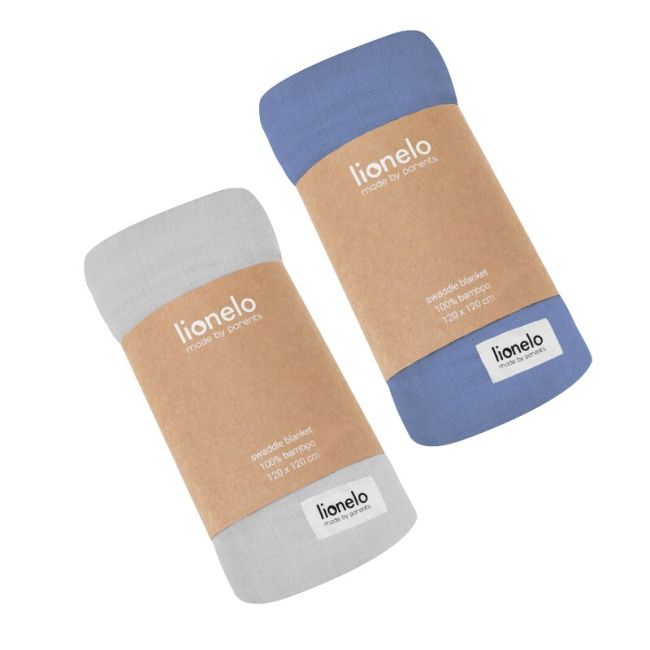 Lionelo - Paturica multifunctionala de infasat, Din bambus, 120x120 cm, Albastru BYNLO-BAMBOO_SWADDLE_BLUE_DENIM