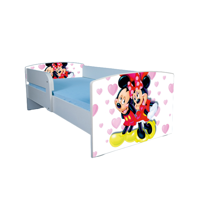 Pat Copii 2-12 Ani Mickey Si Minnie Cu Sertar Si Saltea SafeNest 160x80 Cm  Ptv1858