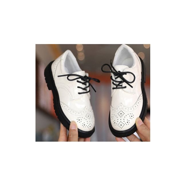 Pantofi albi eleganti, cu sireturi negre adyy-337-2-sa50.marimea 26
