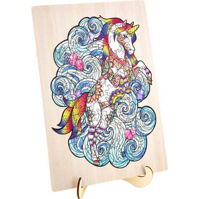 Puzzle Lemn Unicorn, 130 piese, 30x22.5 cm Grafix GR400045 BBJGR400045_Initiala