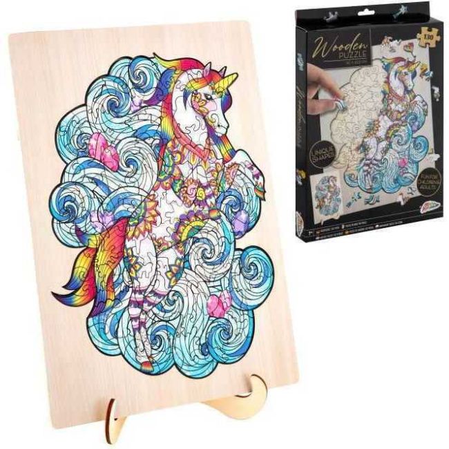 Puzzle Lemn Unicorn, 130 piese, 30x22.5 cm Grafix GR400045 BBJGR400045_Initiala