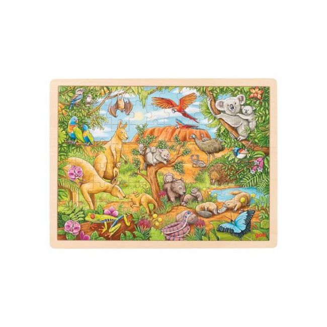 Puzzle din lemn cu 96 piese animale din australia - okegoki57441
