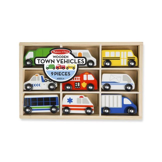 Set de 9 masinute utilitare din lemn - okemd3170