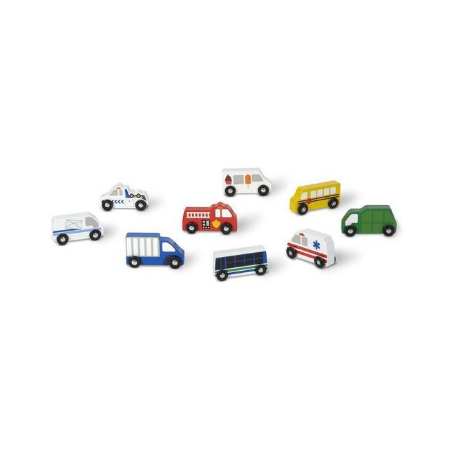 Set de 9 masinute utilitare din lemn - okemd3170